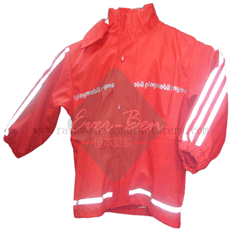China red PU reflective rain gear for kids